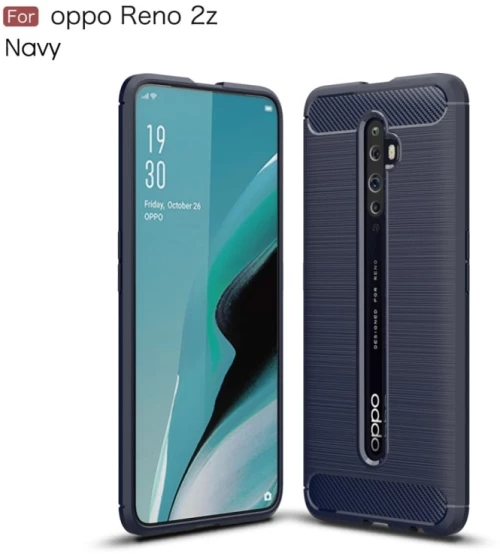 Θήκη TPU από ανθρακονήματα με βουρτσισμένη υφή για OPPO Reno 2Z (Ναυτικό Μπλε)