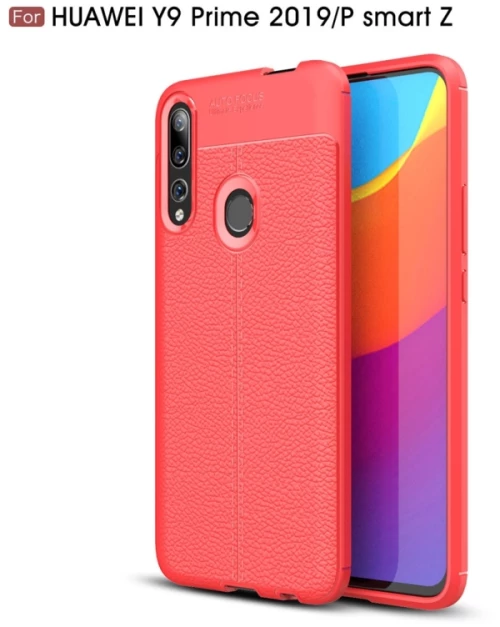 Θήκη TPU με Υφή Litchi, Ανθεκτική στις Κραδασμούς για Huawei Y9 Prime 2019 / P smart Z (Κόκκινο)