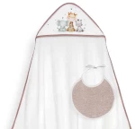 Interbaby Jirafa Elefante Μπουρνούζι Κάπα & Σαλιάρα White-Dark Pink
