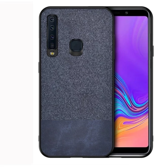 Ανθεκτική θήκη προστασίας από PU + Ύφασμα με ενισχυμένες ραφές για Galaxy A9 (2018) (Μπλε)