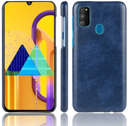 Θήκη για Galaxy M21 ανθεκτική στις κρούσεις, με υφή Litchi από PC + PU (Μπλε)