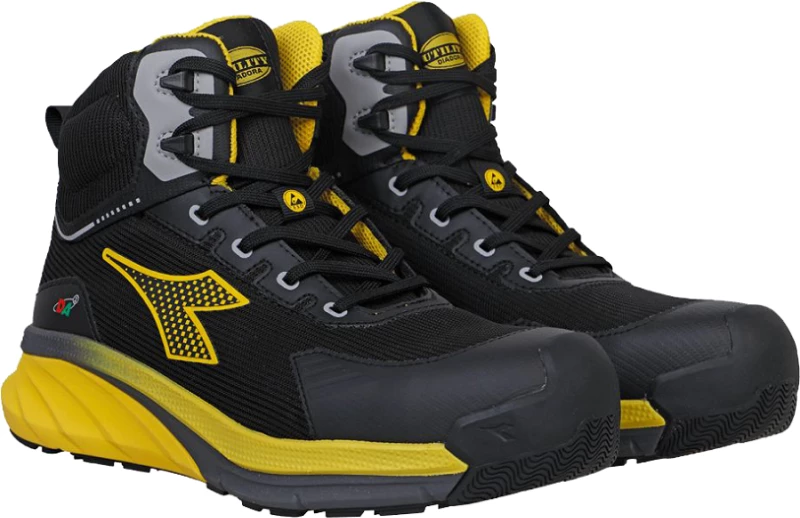 Αδιάβροχα Μποτάκια Ασφαλείας S3S Μαύρο - Diadora Vortex DA1 Mid S3S SC SR HRO ESD Black Yellow