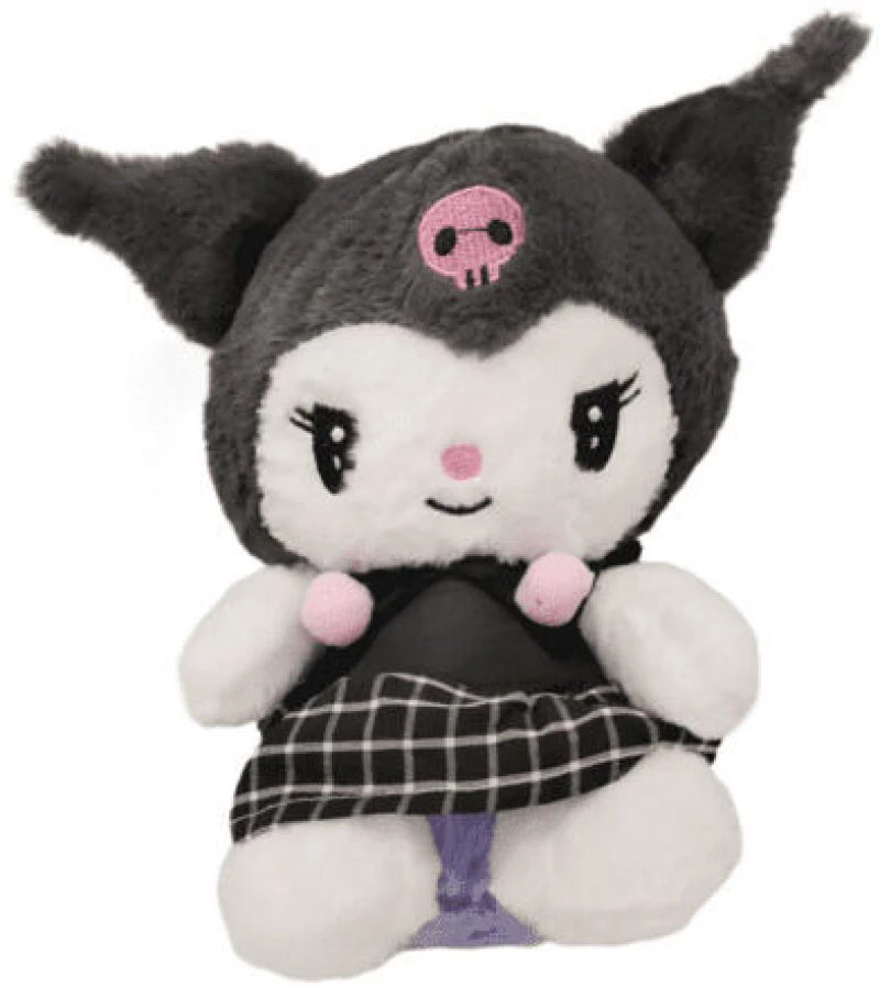 Λούτρινο κουκλάκι  kuromi με καρό φόρεμα 3+ (20cm, 10194720)