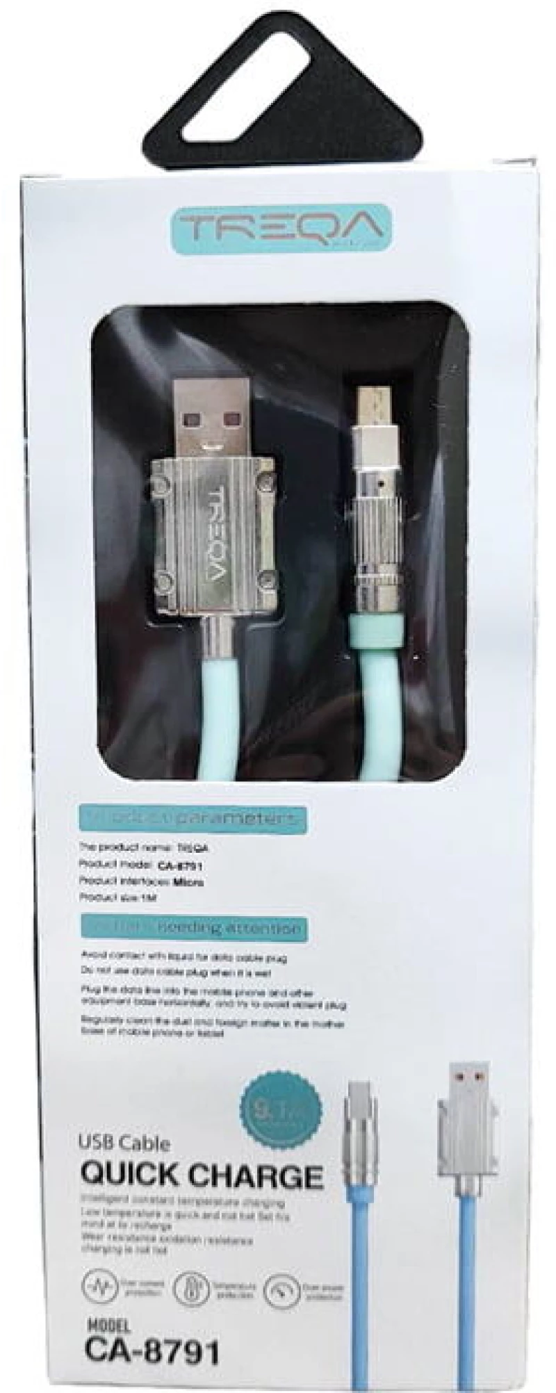 Treqa Regular USB 2.0 to micro USB Cable Τιρκουάζ 1m (CA-8791) 1τμχ  Κωδικός προϊόντος: Z698355
