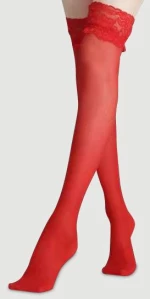 Κάλτσες Με Δαντέλα Sensual Look Stockings With Lace - Κόκκινες
