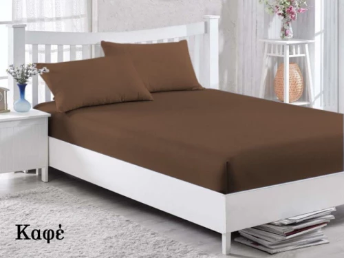 Κατωσέντονο με Λάστιχο Καφέ Βαμβάκι Γαρύφαλλο 100-180x200+30cm - 160x200