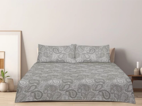 Σετ Σεντόνια Φανελένια Paisly Grey 100% Βαμβακερά Γαρύφαλλο - 160x260, 100x200+32