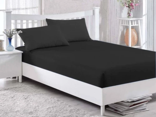 Κατωσέντονο με Λάστιχο Μαύρο 100% Βαμβακερό Γαρύφαλλο 100-180x200+30cm - 160x200+30