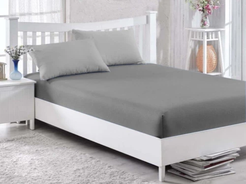 Κατωσέντονο με Λάστιχο Γκρι 100% Βαμβακερό Γαρύφαλλο 100-180x200+30cm - 160x200+30