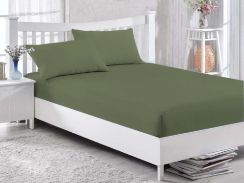 Κατωσέντονο με Λάστιχο Χακί Στρατού 100% Βαμβακερό Γαρύφαλλο 100-180x200+30cm - 180x200+30