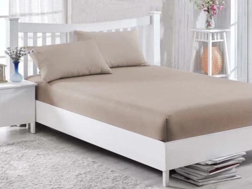 Κατωσέντονο με Λάστιχο Μπεζ 100% Βαμβακερό Γαρύφαλλο 100-180x200+30cm - 160x200+30