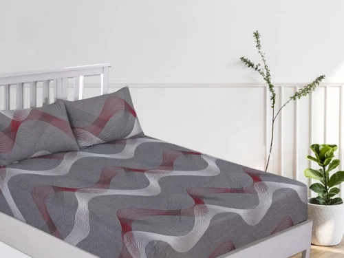 Κατωσέντονο με Λάστιχο Triple Curves 100% Βαμβακερό Reactive Γαρύφαλλο 100-180x200+30cm - 160x200, 160x200+30