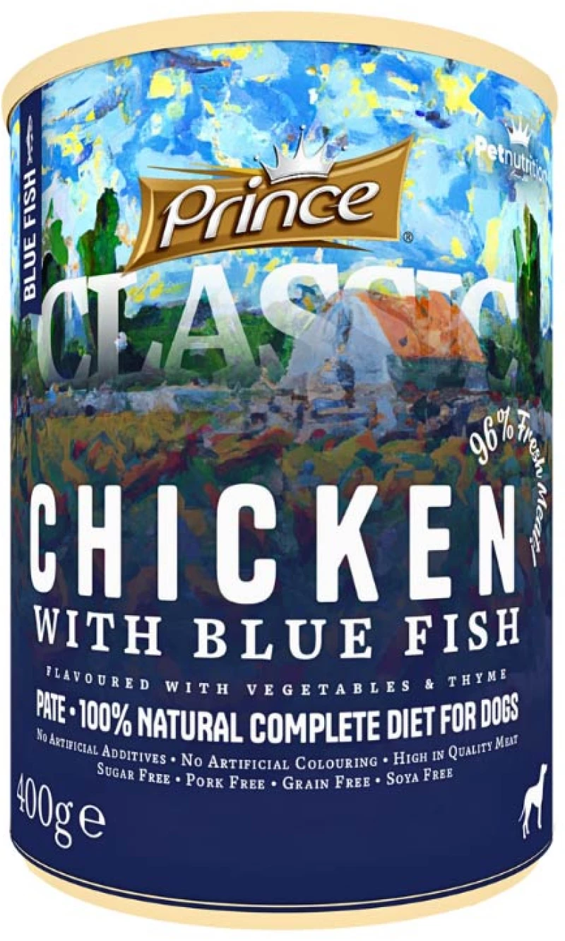Prince Υγρή Τροφή Σκύλου Premium Classic Blue Fish, Chicken, Vegetables & Thyme 400gr