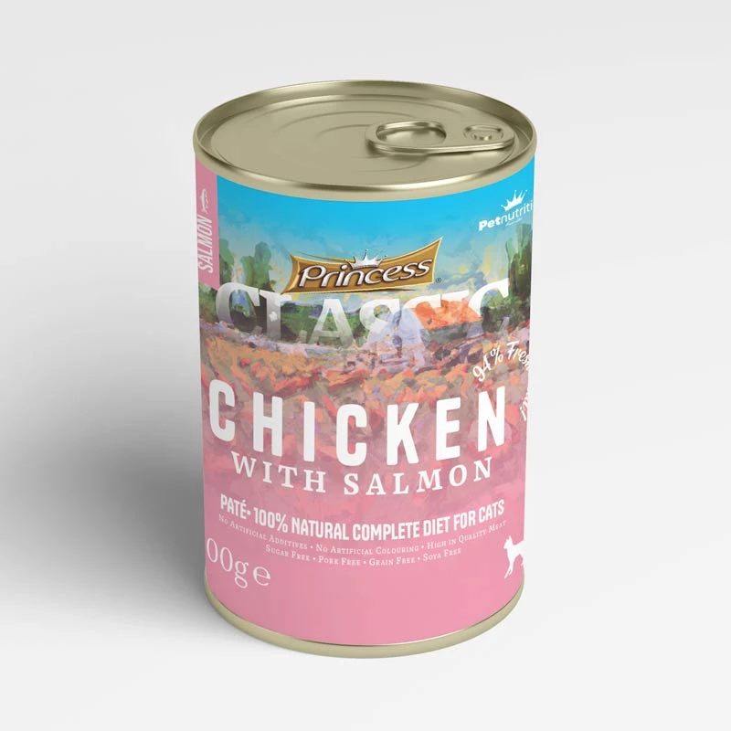 Princess Υγρή Τροφή Γάτας Premium Classic Salmon, Chicken & Vegetables 400gr