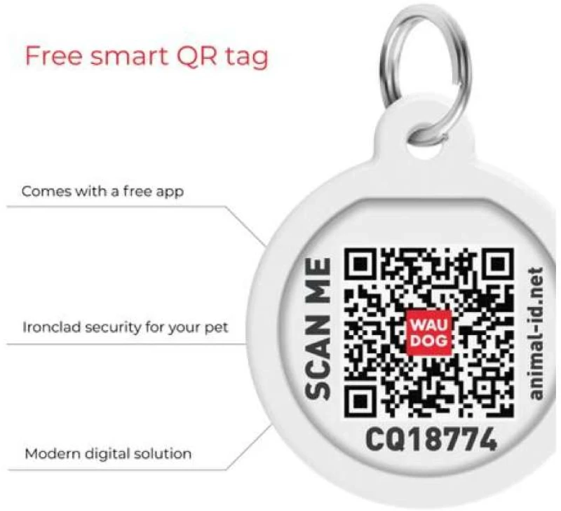 Waudog Κολάρο Σκύλου με Smart ID Reflective Grey Fastex XL 25mm x 37-58cm