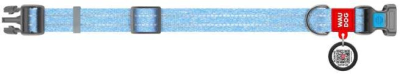 Waudog Κολάρο Σκύλου με Smart ID Reflective Blue Fastex XL 25mm x 37-58cm