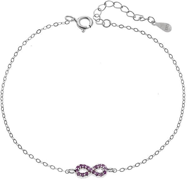 Βραχιόλι SENZA Άπειρο Rhodium Plated Ασήμι 925 Double Face Pink SSR4449SPK