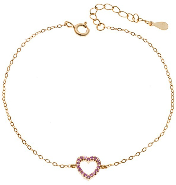 Βραχιόλι SENZA Καρδιά Gold Plated Ασήμι 925 Double Face Pink SSR4453GPK