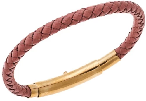 Βραχιόλι Senza Steel Pink Leather Strap SSD4990GPK