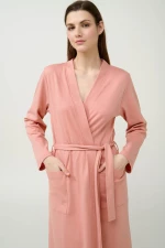 Vamp Σταυρωτή Βαμβακερή Γυναικεία Ρόμπα  23337-PINK TAN