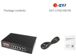 SST-LP4EH2EHB, 6-Port (4+2) 10/100 24v Passive PoE switch, 75W