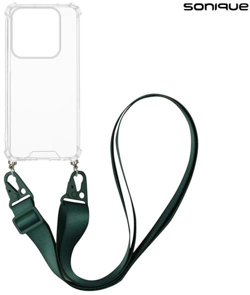 Θήκη Σιλικόνης με Strap Sonique Armor Clear Xiaomi Redmi Note 14 5G Πράσινο Σκούρο