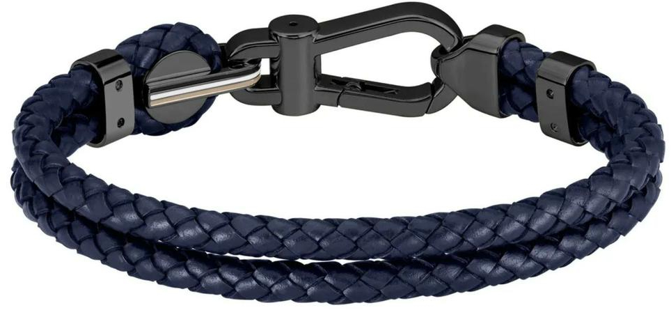 Ανδρικό Βραχιόλι Χειροπέδα δερμάτινη BOSS από ανοξείδωτο ατσάλι  σε ανθρακί χρώμα 1580701M