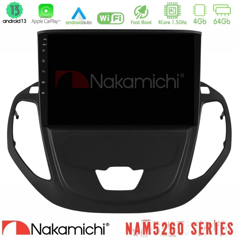 Nakamichi NAM5260 Series 4Core Android13 4+64GB Ford Transit Courier 2015-2023 Navigation Multimedia Tablet 9" Με Carplay & Android Auto
