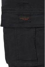 FUNKY BUDDHA Ανδρικό μαύρο ελαστικό cargo παντελόνι FBM012-002-02 BLACK