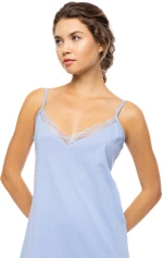 Γυναικείο Νυχτικό Pink Label -  Comos Blue - SOLID TROPICAL FLOWER - Λεπτή Τίραντα - Cotton