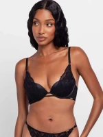 Σουτιέν Dorina LYRA SATIN - Μαύρο Push up - Δαντέλα - Cup B - C - Polyamide - Regular Fit