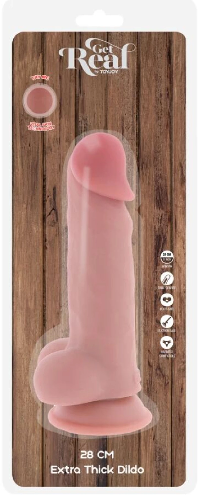 GET REAL - DELUXE REALISTIC PENIS WITH TESTICLES EXTRA THICK 28 CM