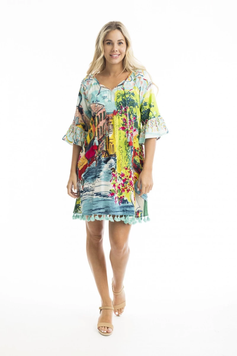 Φόρεμα Bellagio 3/4 Μανίκια με Prints Orientique