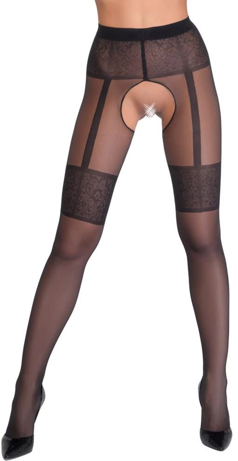 Cottelli LEGWEAR Crotchless Tights Black