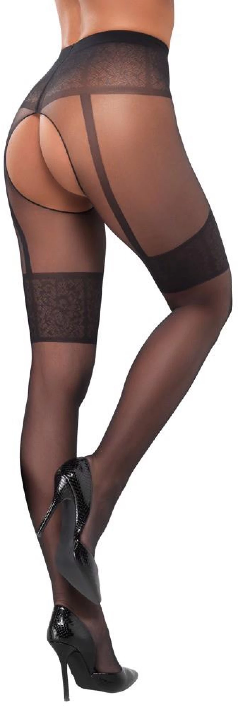 Cottelli LEGWEAR Crotchless Tights Black