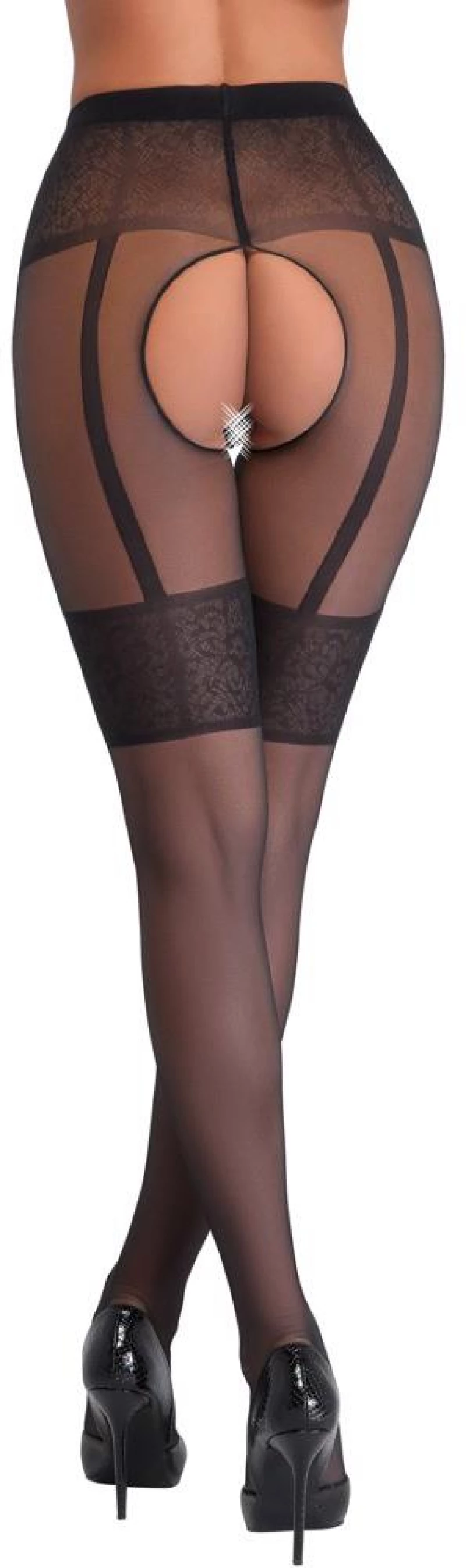 Cottelli LEGWEAR Crotchless Tights Black