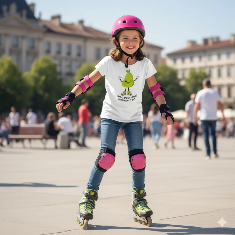 T-shirt kids Pear-fect Rollerskater White