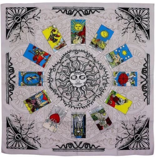 Πανί για Ανάγνωση Καρτών Ταρώ με σχέδιο Sun & Tree of Life 75x75cm