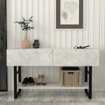 Κονσόλα Aron  χρώμα λευκό εφέ μαρμάρου 138,8x41x75,7εκ.