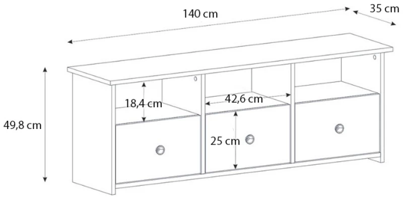 Έπιπλο τηλεόρασης Mahen  χρώμα sapphire oak 140x35x49,8εκ.
