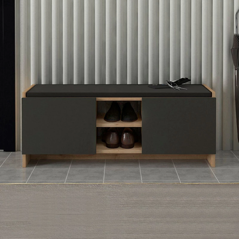 Παπουτσοθήκη Verly  χρώμα sapphire oak - ανθρακί 110x33,2x43εκ.