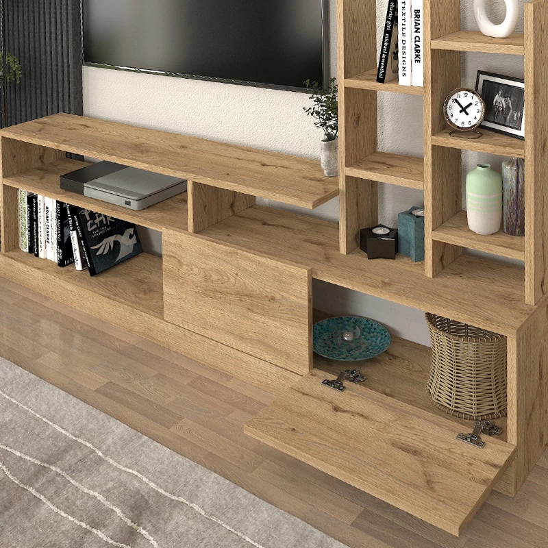 Σύνθεση τηλεόρασης Pesaro  χρώμα sepet oak 165x25x91,3εκ.