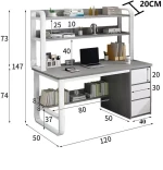 Γραφείο Soco  με ραφιέρα-MDF φυσικό-λευκό 120x50x147εκ