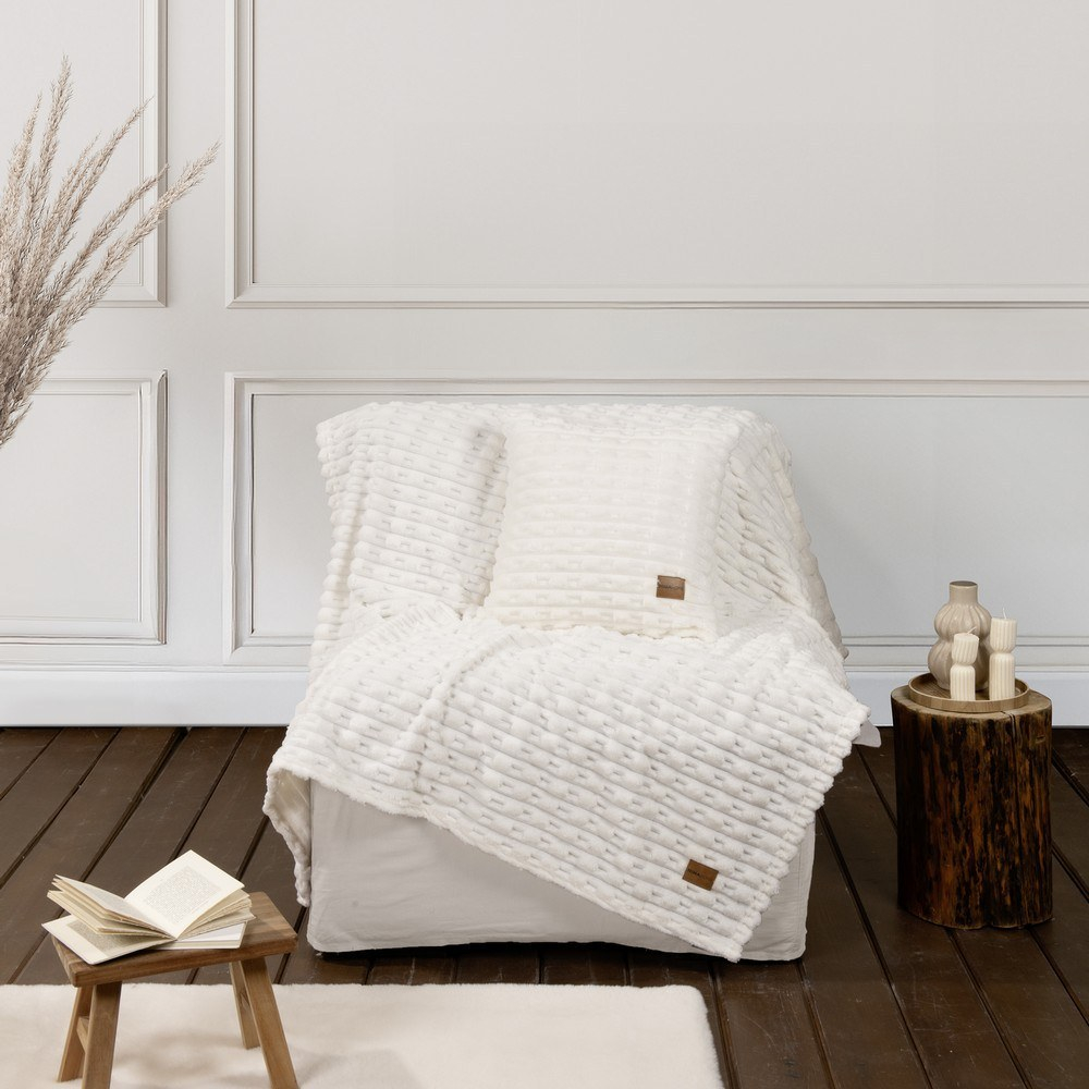 Κουβέρτα Καναπέ Savara Ivory Nima 130X170 Πολυέστερ