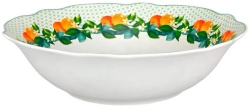 Σαλατιέρα Πορσελάνινη Jardino Scallop RH0023 23x6.5cm White-Green Casa Domani Medium Πορσελάνη