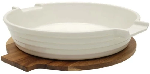 Πυρίμαχο Σκεύος Με Καπάκι YUB106 27,7x24,4x6,2cm White Espiel Ξύλο,Πορσελάνη