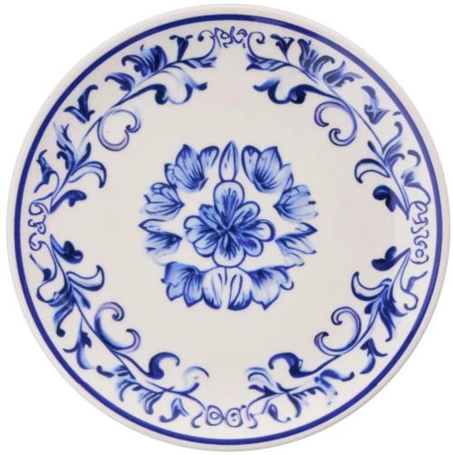 Πιάτο Γλυκού Flower (Σετ 6Τμχ) 471PST1121 19,3x19,3x2cm White-Blue Hermia Κεραμικό