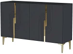 Μπουφές Meyra 555CHM1351 120x32x75cm Anthracite-Gold Μοριοσανίδα, Μελαμίνη