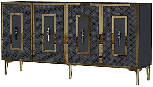 Μπουφές Puma 555CHM1324 150x32x75cm Anthracite-Gold Μοριοσανίδα, Μελαμίνη