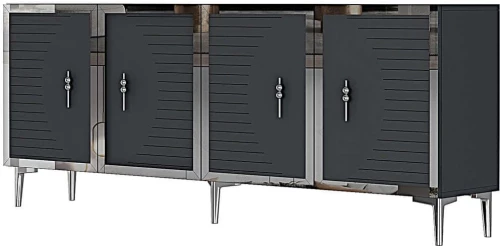 Μπουφές Tuna 555CHM1330 180x32x75cm Anthracite-Silver Μοριοσανίδα, Μελαμίνη